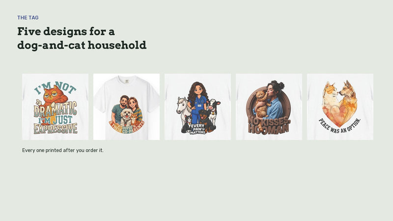 Print crops of all five designs in a row