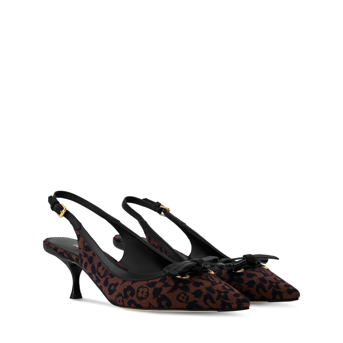6AM Slingback Pump Brown Monogram Leopard Canvas 1AJMOY