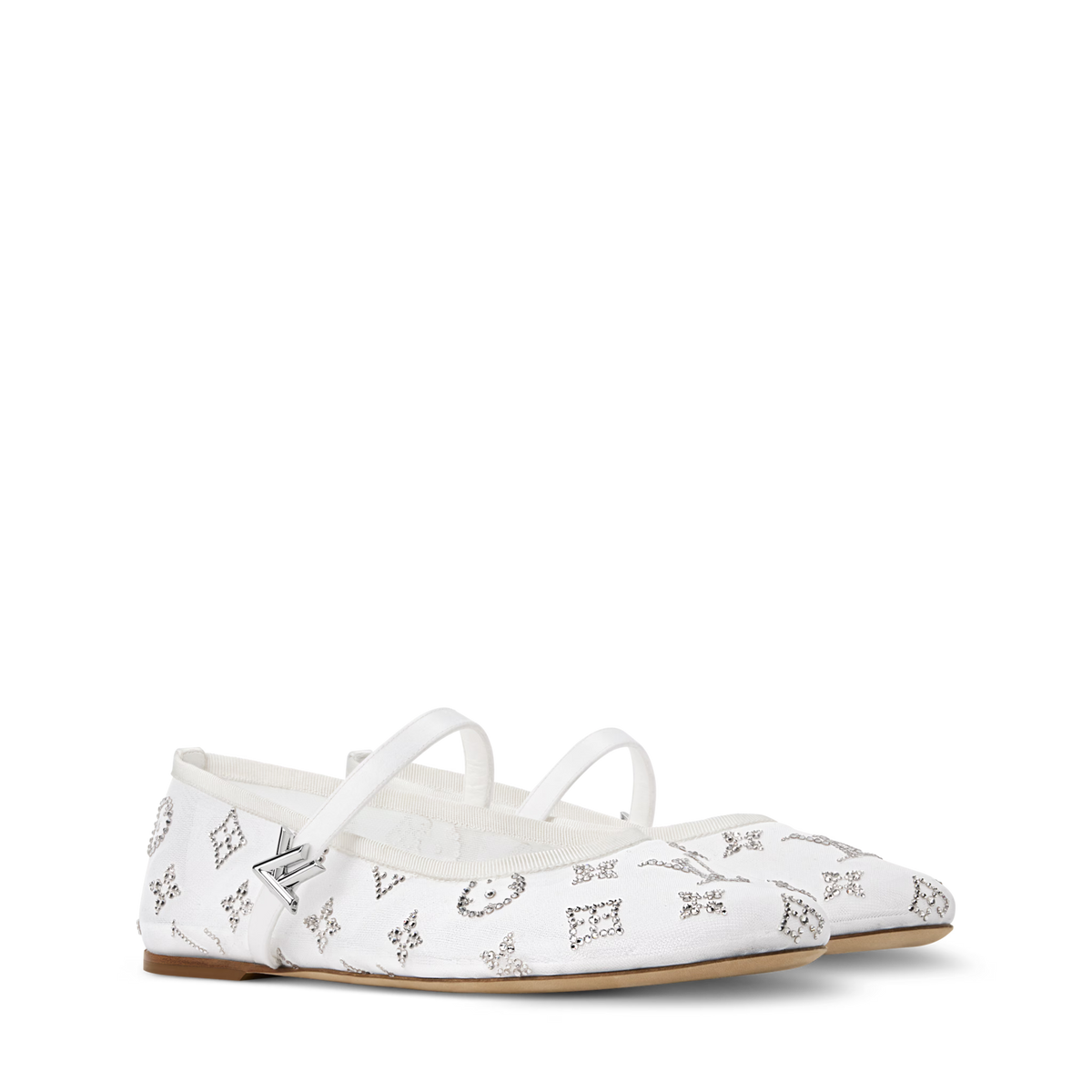 Romy Flat Ballerina Mesh Rhinestone Monogram Ballet Pump 1AK3Q0