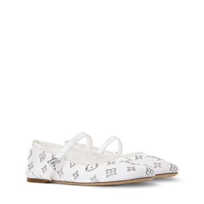 Romy Flat Ballerina Mesh Rhinestone Monogram Ballet Pump 1AK3Q0