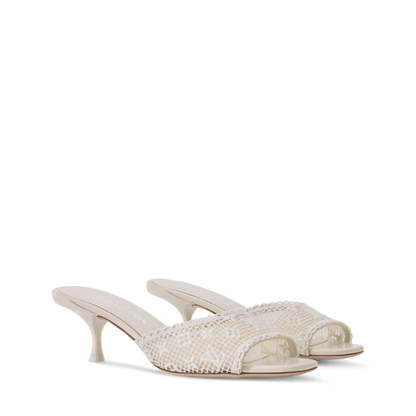 6 AM Monogram Embroidered Kitten-Heel Mule 1AK1ZH