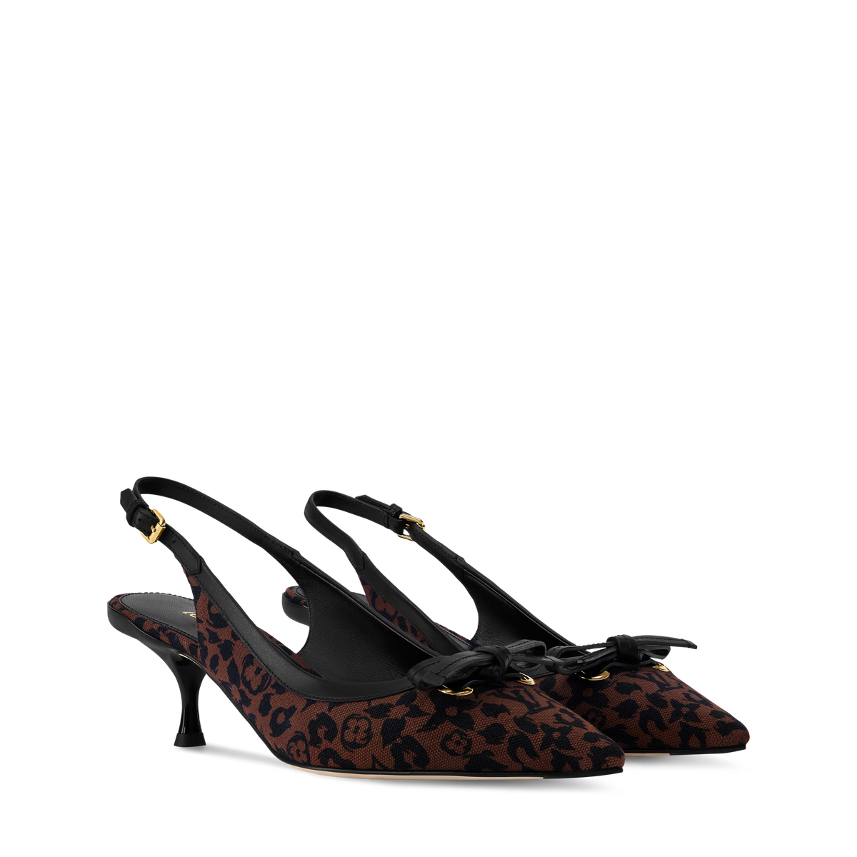 6AM Slingback Pump Brown Monogram Leopard Canvas 1AJL09