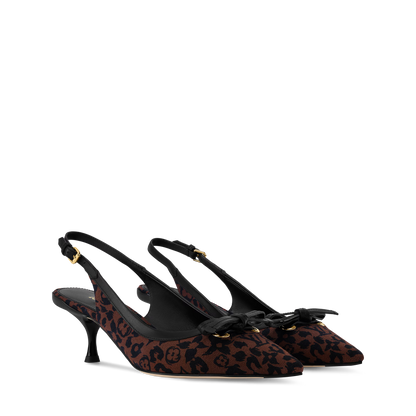 6AM Slingback Pump Brown Monogram Leopard Canvas 1AJL09