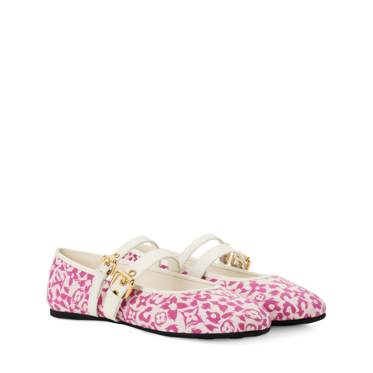 Bella Mary-Jane Ballerina Pink Monogram Leopard Canvas 1AJLNX