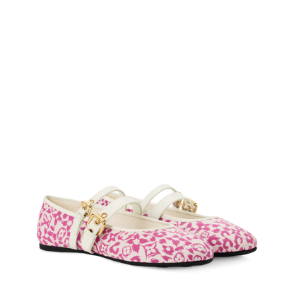 Bella Mary-Jane Ballerina Pink Monogram Leopard Canvas 1AJLNX