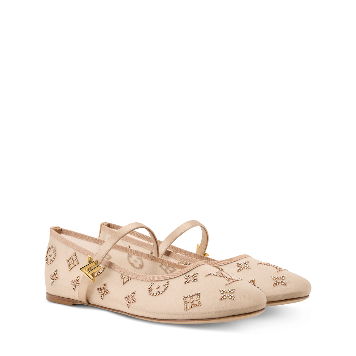 Romy Flat Ballerina Mesh Rhinestone Monogram Ballet Pump 1AK3Q0