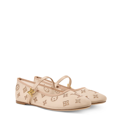 Romy Flat Ballerina Mesh Rhinestone Monogram Ballet Pump 1AK3Q0