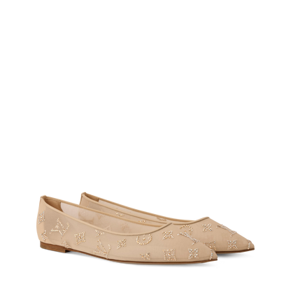 Gala Flat Ballerina Brown Mesh Strass 1AIFUI