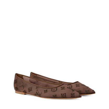 Gala Flat Ballerina Brown Mesh Strass 1AIFUI