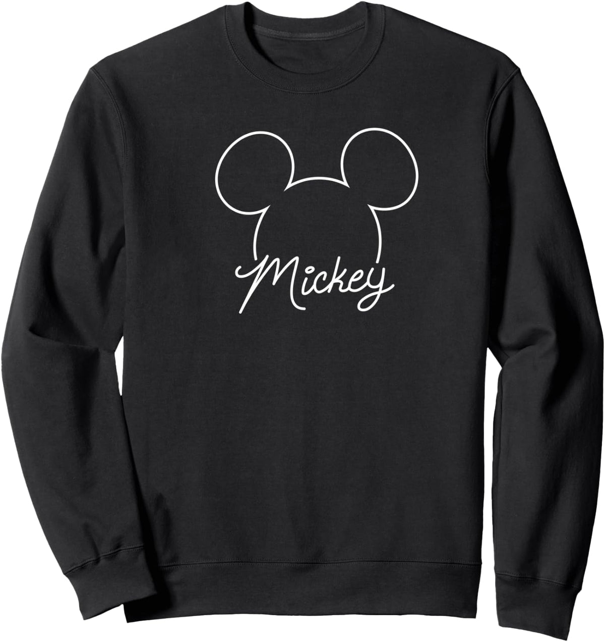Retro cartoon mouse outline crewneck sweatshirt in black with line art graphic