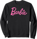 Retro pink script logo crewneck sweatshirt in heather grey for women and teens