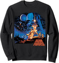 Vintage sci-fi movie poster crewneck sweatshirt in white for family film nights