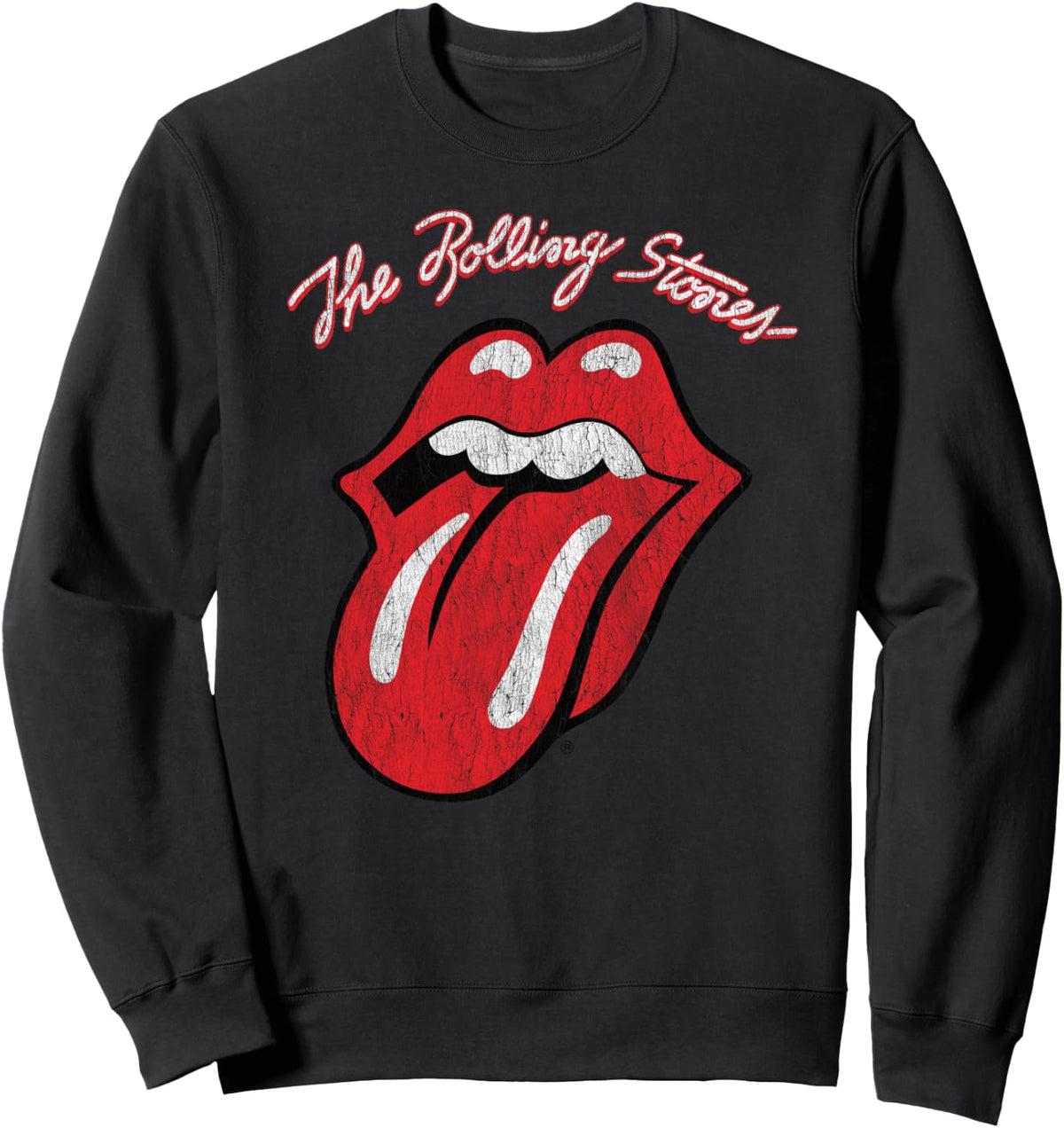 Vintage rock band script graphic crewneck sweatshirt in black for concerts