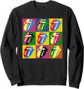 Retro rock and roll multi color graphic crewneck sweatshirt in navy blue