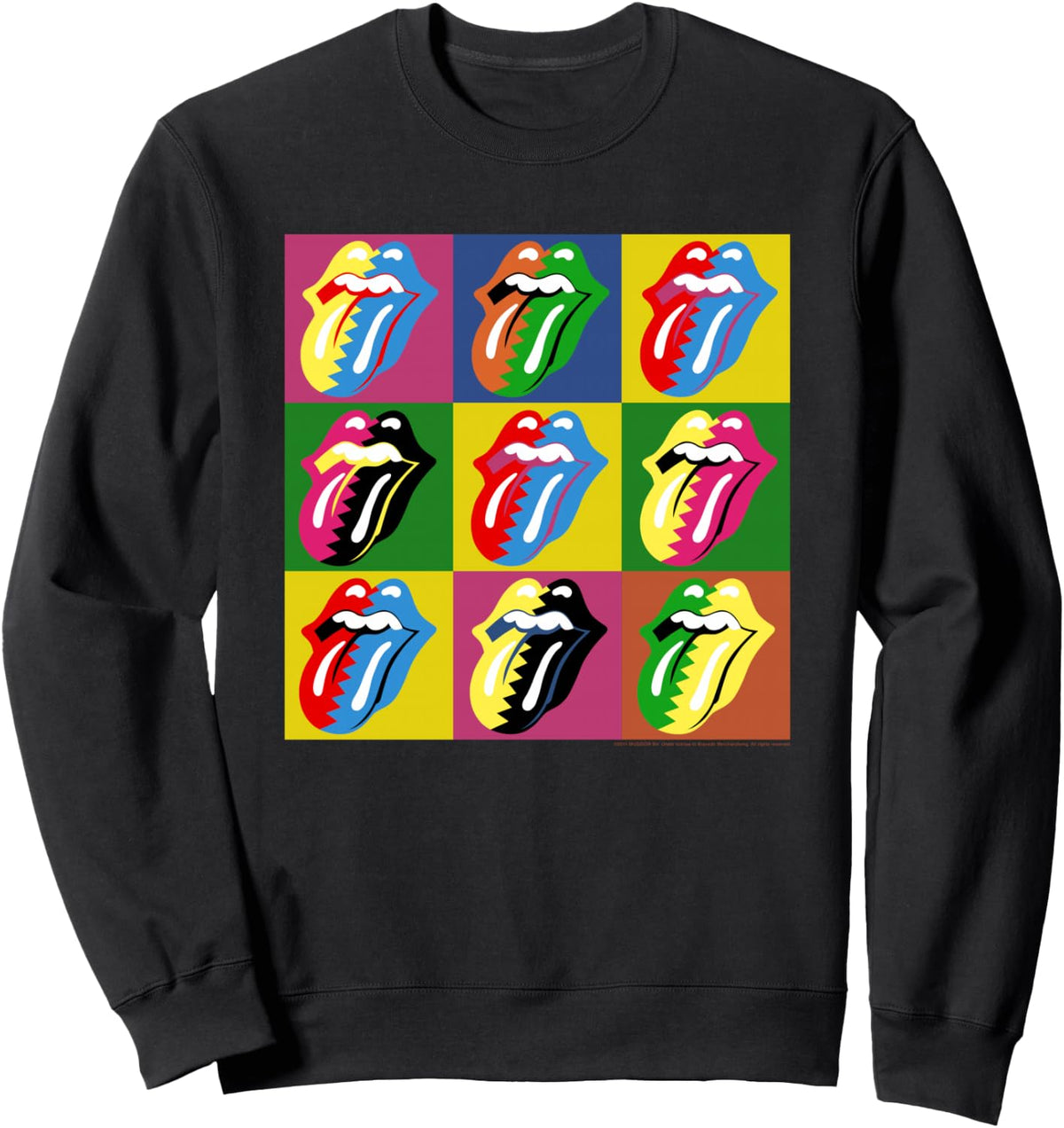Retro rock and roll multi color graphic crewneck sweatshirt in navy blue