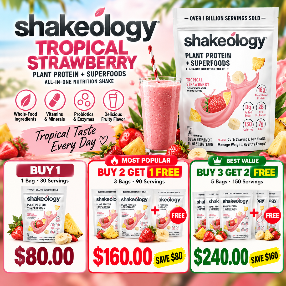 Shake ology 0g Added Sugar
