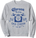 Vintage beach beer label graphic crewneck sweatshirt in heather grey