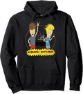 Retro animated duo rock graphic pullover hoodie in asphalt grey for cartoon fans