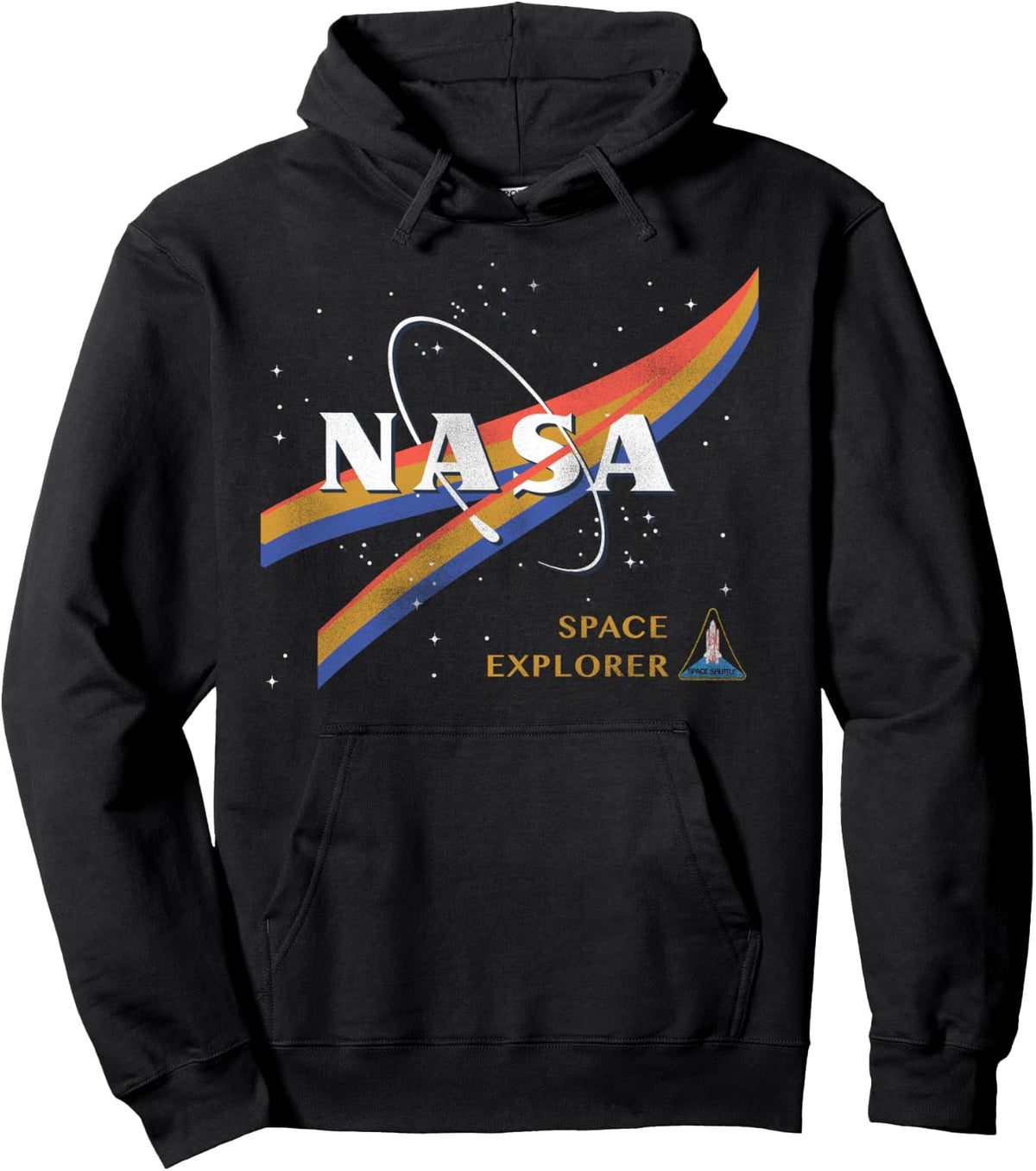 Retro chevron space shuttle graphic pullover hoodie in sage green for space fans