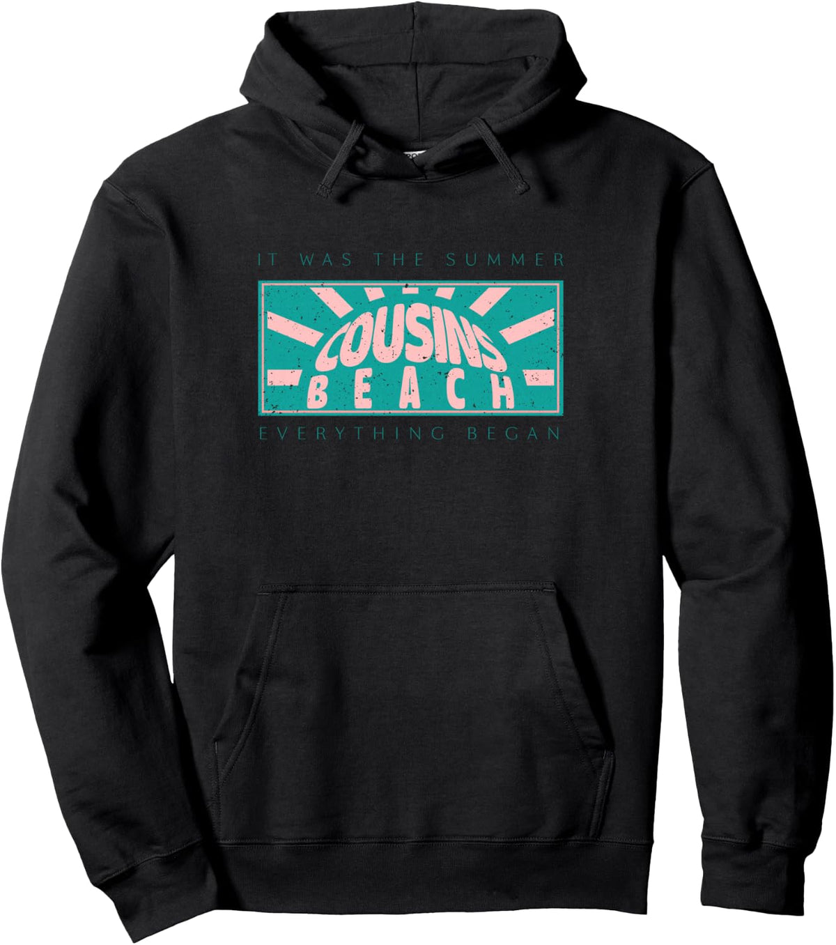 Surfer sun coastal summer graphic pullover hoodie in heather blue for beach days