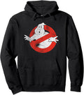 Retro worried ghost graphic pullover hoodie in black for Halloween season