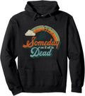 Retro existential humor quote pullover hoodie in sage green with faded lettering
