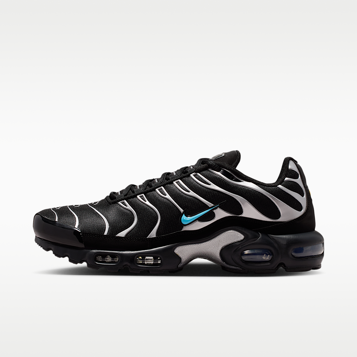 Air Max Plus Premium Shoes, Black/Chrome/Gamma Blue