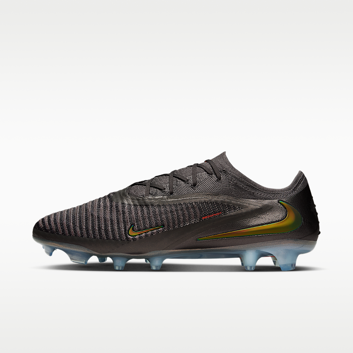 Phantom 6 Low Elite LV8 Firm-Ground Performance Soccer Cleats Gripknit Medium Ash/Black/Gold Amber
