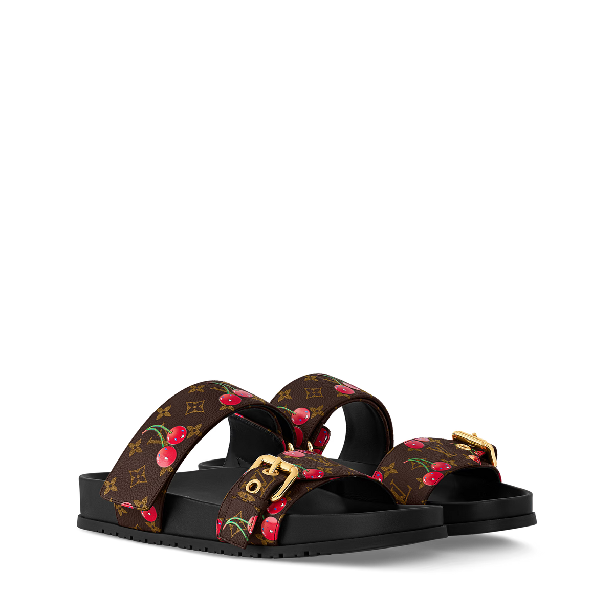 Bom Dia Flat Comfort Mule Brown Monogram Cherry 1AHM03