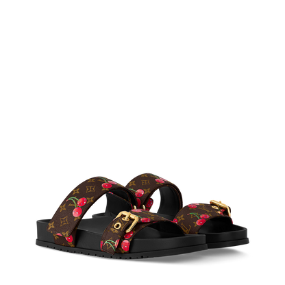 Bom Dia Flat Comfort Mule Brown Monogram Cherry 1AHM03