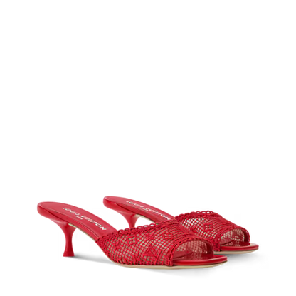 6 AM Monogram Embroidered Kitten-Heel Mule 1AK1ZH