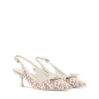 6AM Slingback Pump Brown Monogram Leopard Canvas 1AJL09
