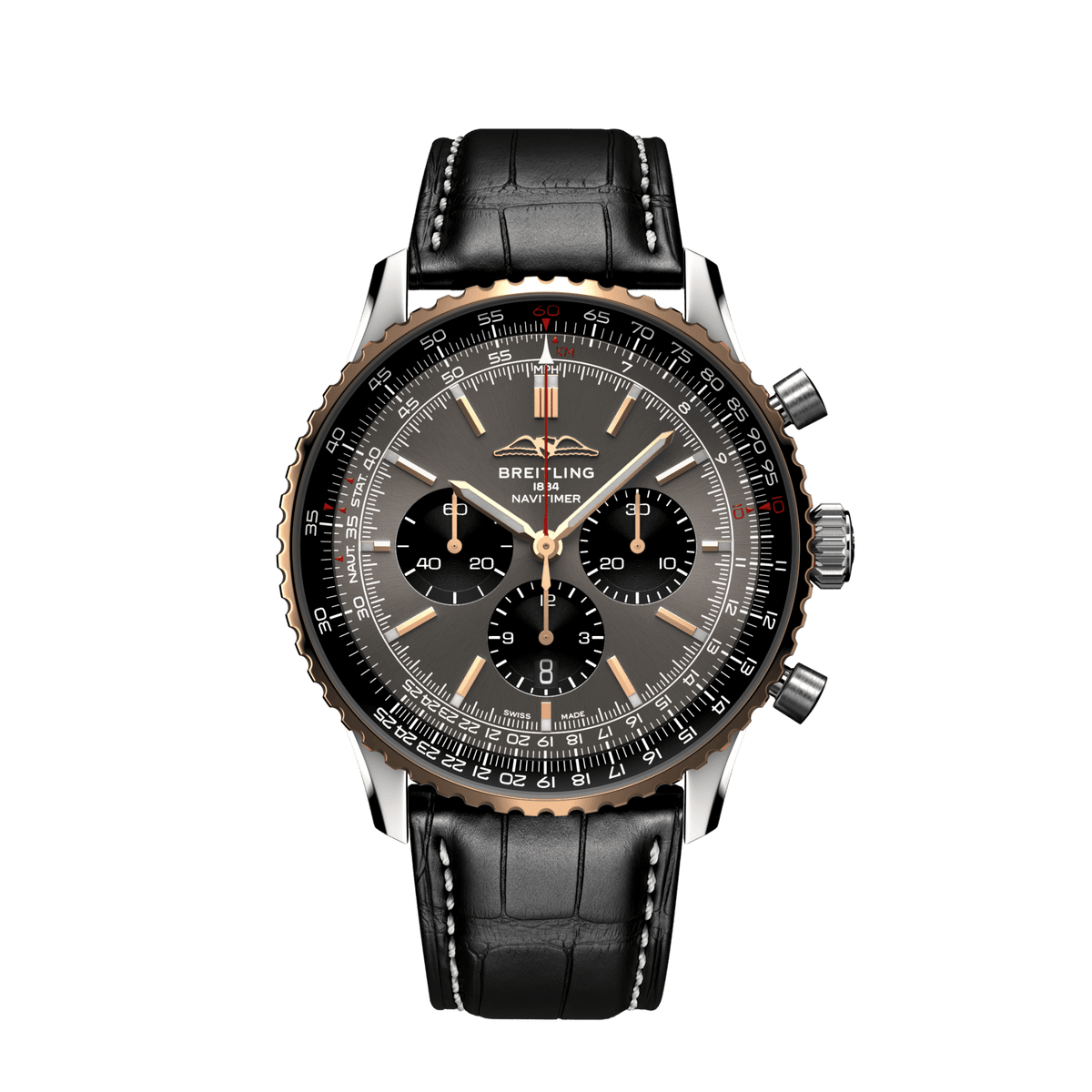 BT Navitimer B01 Chronograph 46, Stainless steel and 18k Red Gold, Ref# UB01371A1B1P1, Unworn 2024