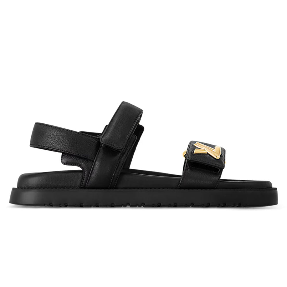 LV Sunset Designer Flat Sandals Black