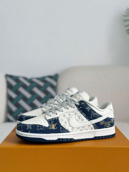 LV x Air Jordan 1 Low Monogram Denim (Custom) Sneakers