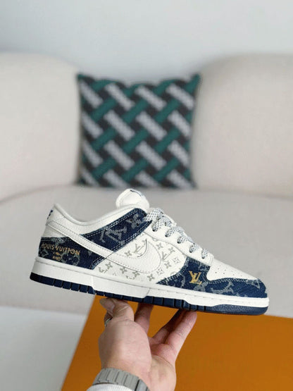 LV x Air Jordan 1 Low Monogram Denim (Custom) Sneakers