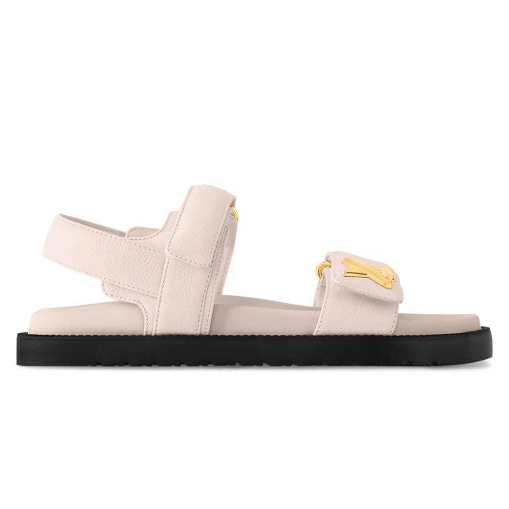 LV Sunset Designer Flat Sandals Quartz White