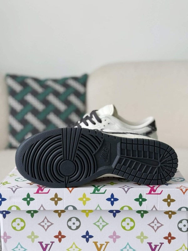 LV - Dunk Low Designer Sneakers in Black and White Monogram Canvas