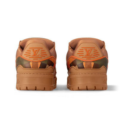 LV Maxi Trainer Sneakers Damoflage-Printed Calf Leather Orange