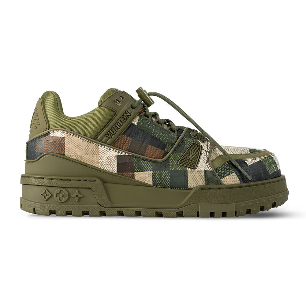 LV Maxi Trainer Sneakers Leather with Damoflage Khaki Green