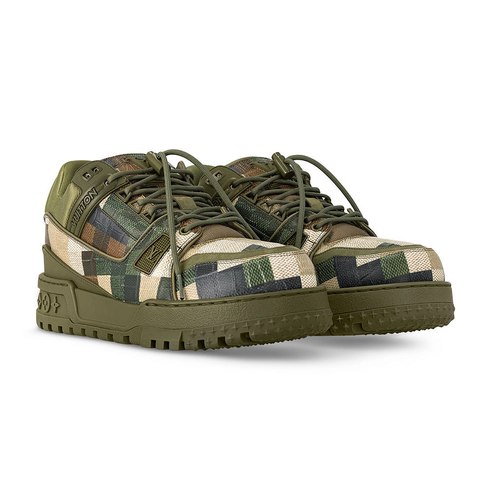 LV Maxi Trainer Sneakers Leather with Damoflage Khaki Green