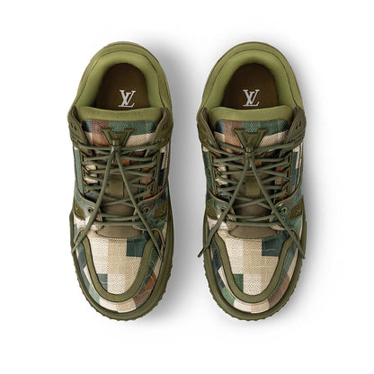 LV Maxi Trainer Sneakers Leather with Damoflage Khaki Green