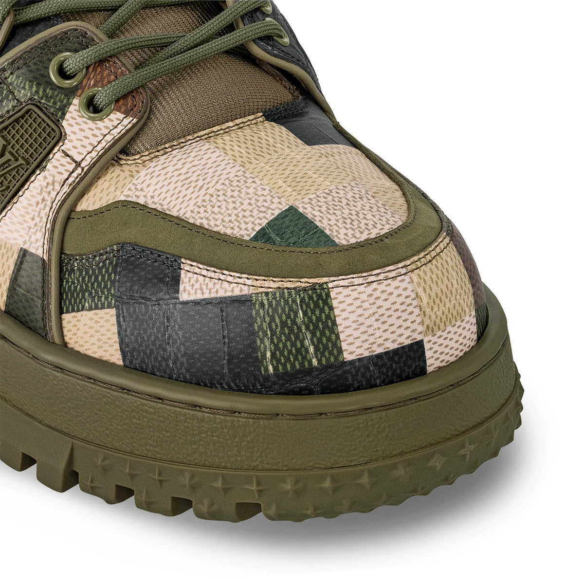 LV Maxi Trainer Sneakers Leather with Damoflage Khaki Green
