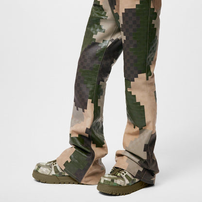 LV Maxi Trainer Sneakers Leather with Damoflage Khaki Green