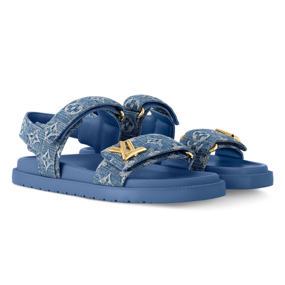 LV Sunset Designer Sandals Blue Denim