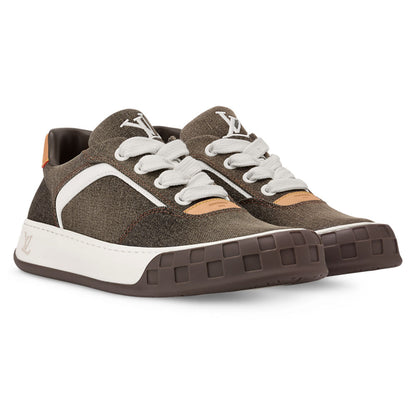 LV Tilted Designer Sneakers Brown Denim