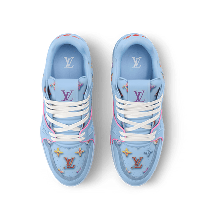 LV Trainer Designer Sneakers Coordinates With The Season s Monogram Donuts Blue
