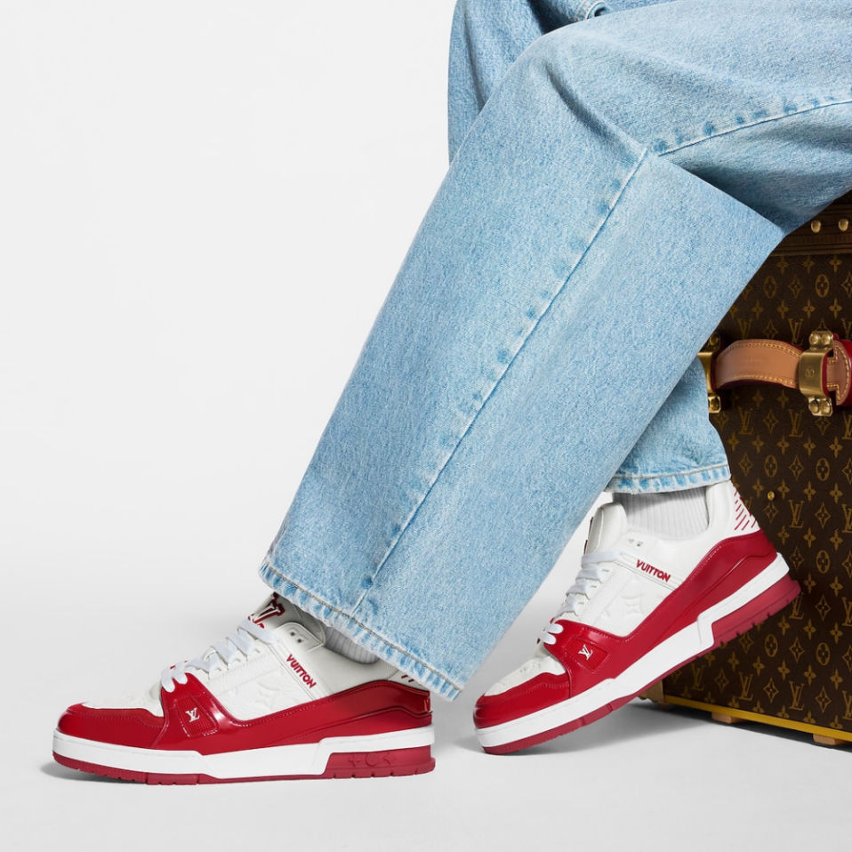 LV Trainer Designer Sneakers Red