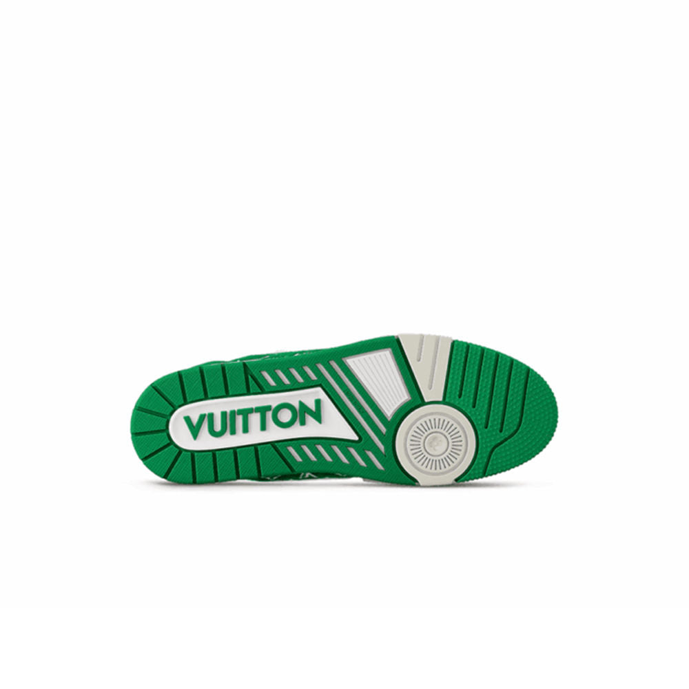 LV Trainer Designer Sneakers Green Monogram