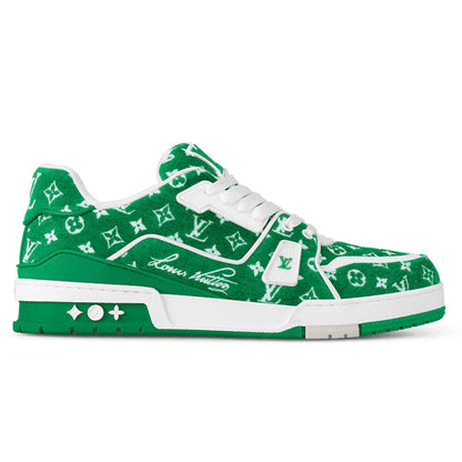 LV Trainer Designer Sneakers Green Monogram